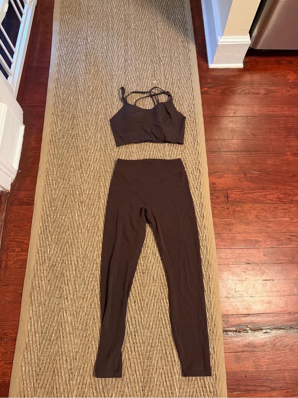 lululemon athletica Chocolate Brown High-Rise Leggings with Strappy Crop Top set